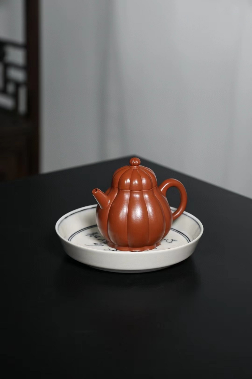 朱泥『筋纹高梨』容量150cc 内推孔#紫砂壶# #全手工