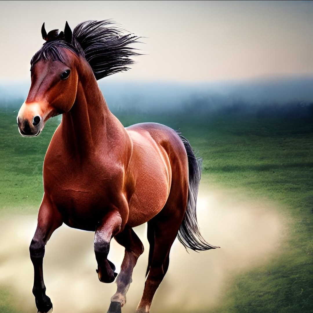 一匹奔腾的俊马,在辽阔的大地上飞奔