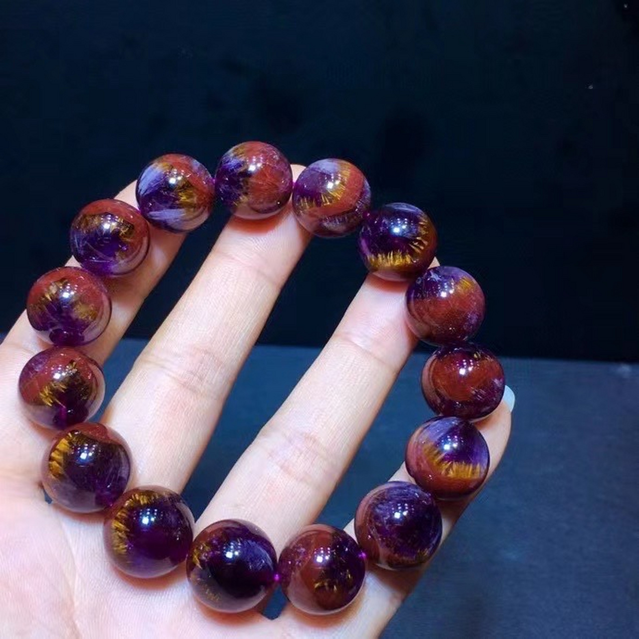 极光23极光钛紫钛满钛手串 23种矿物质对人体脉轮保持平衡,磁场能量