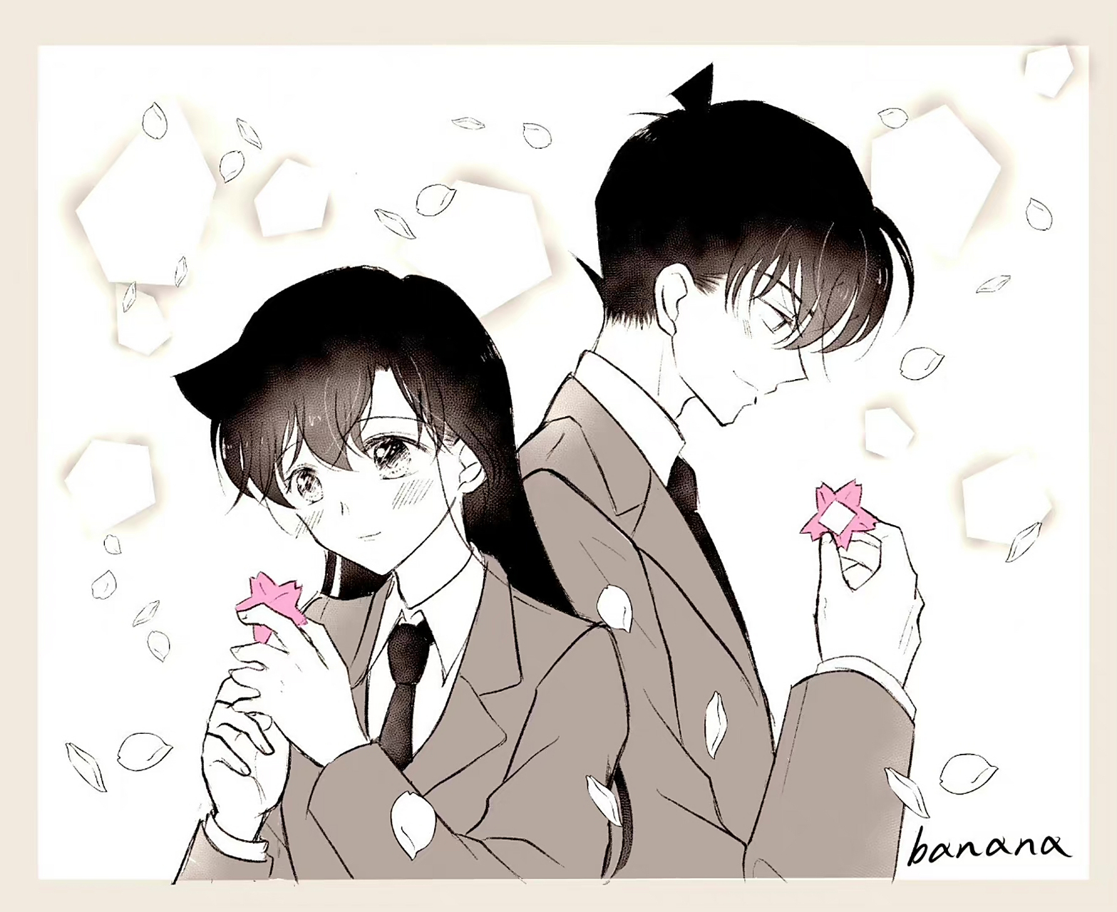 樱花班的记忆,新兰的神同步  twi :banana_no_mama  #经典动漫