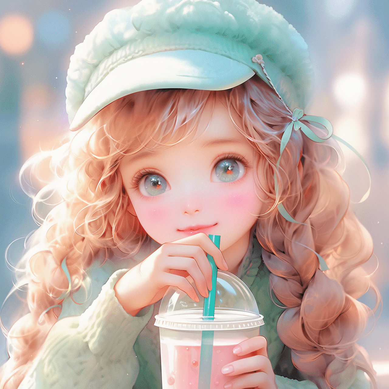 真的超爱这组萌娃喝奶茶的头像,可可爱爱,秋冬氛围感拉满～#萌娃# #我