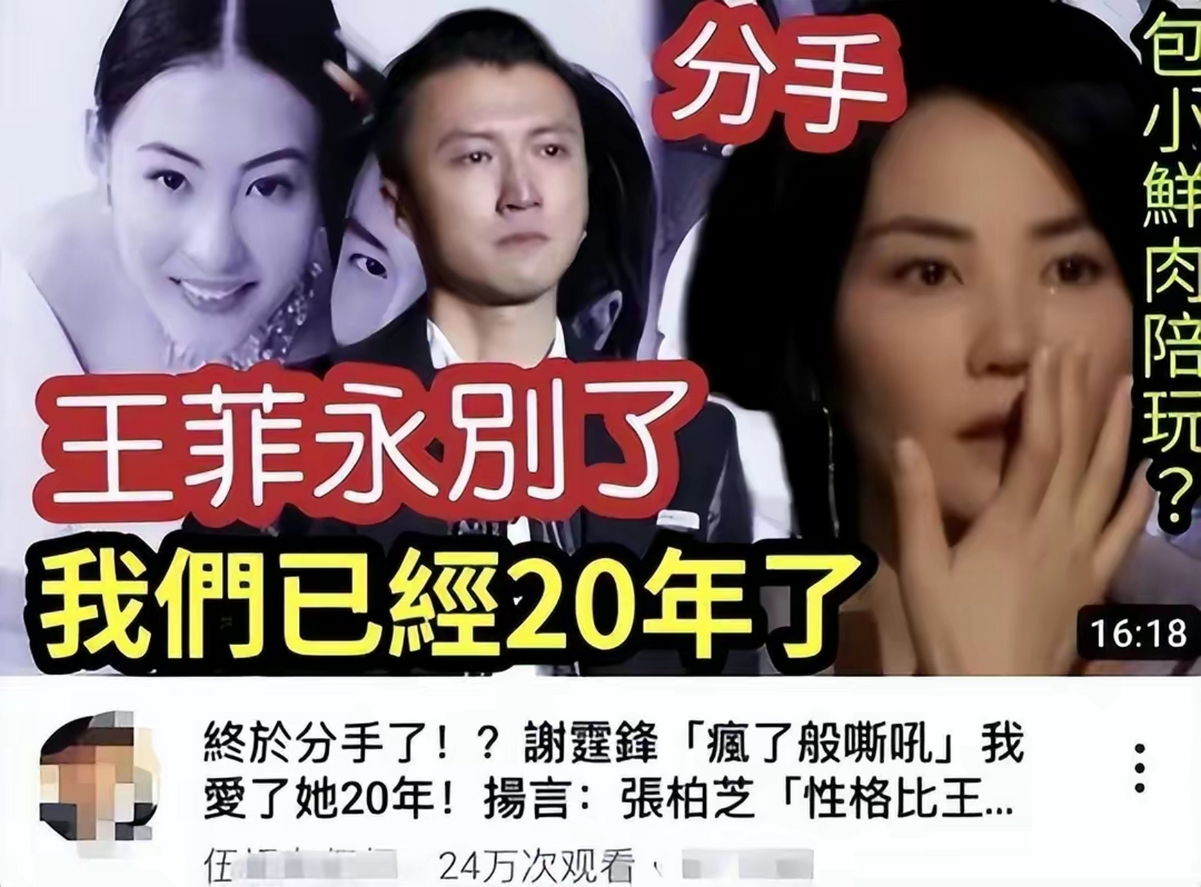 刚刚看到王菲谢霆锋分手了.