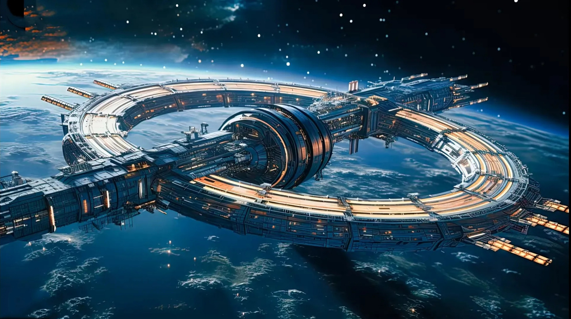 一组未来空间站绘画作品欣赏,展现了可能出现的不同风格的太空建筑.