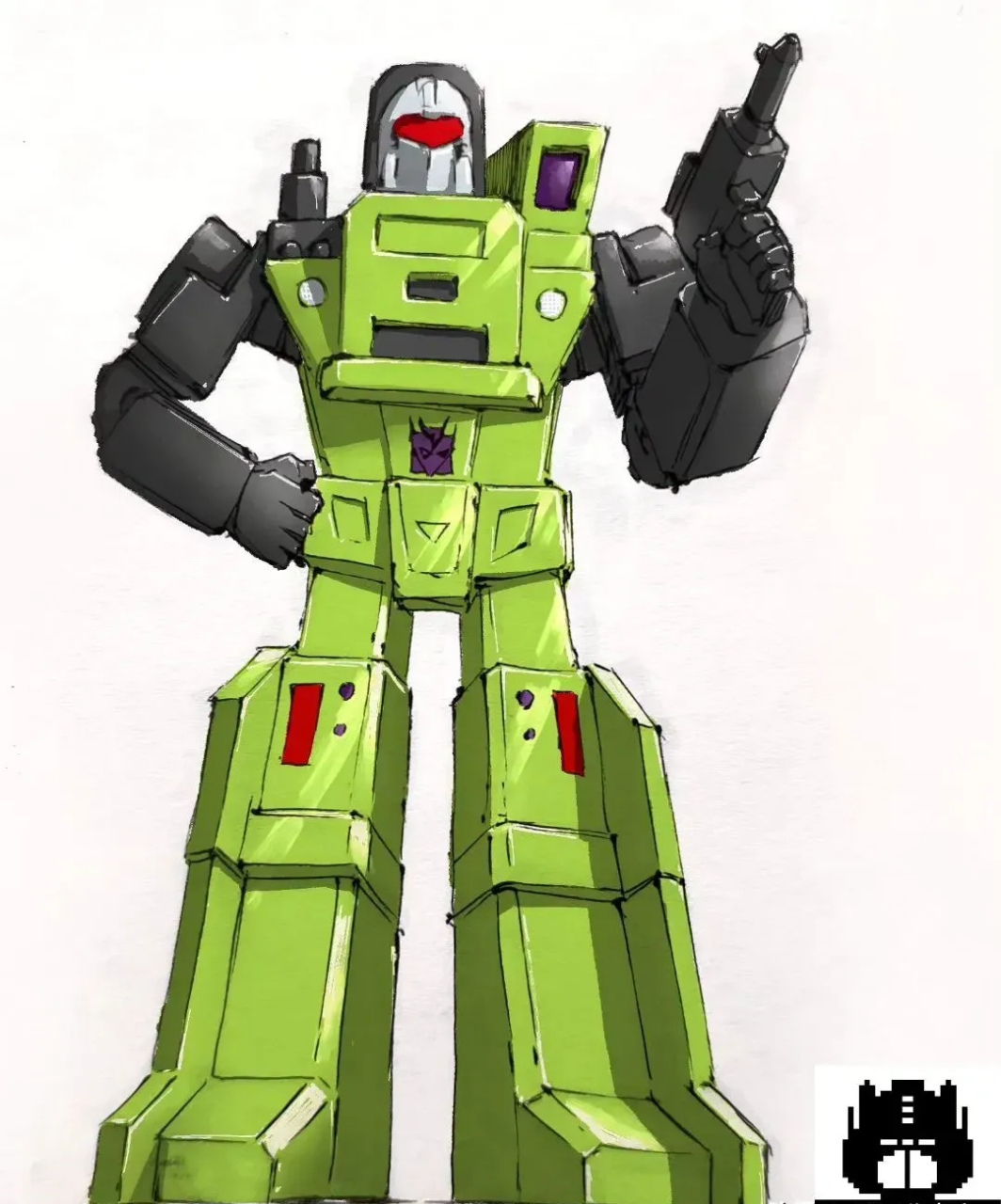 一组造型复古的变形金刚挖地虎与大力神插画欣赏,by artist stan.