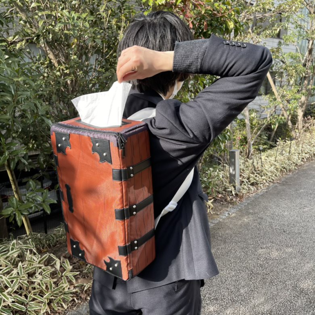 日本卫生纸厂牌与 鬼灭之刃 合作推 祢豆子木箱 卫生纸抽取背包抽奖好礼