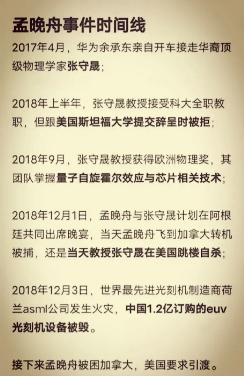 网传孟晚舟事件时间线,如果属实,这就够清楚了.
