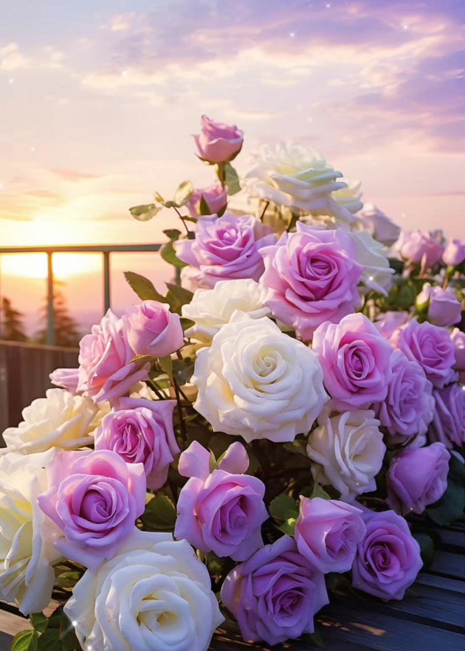 夕阳下的唯美花海 和你一起赏花是最浪漫的事.