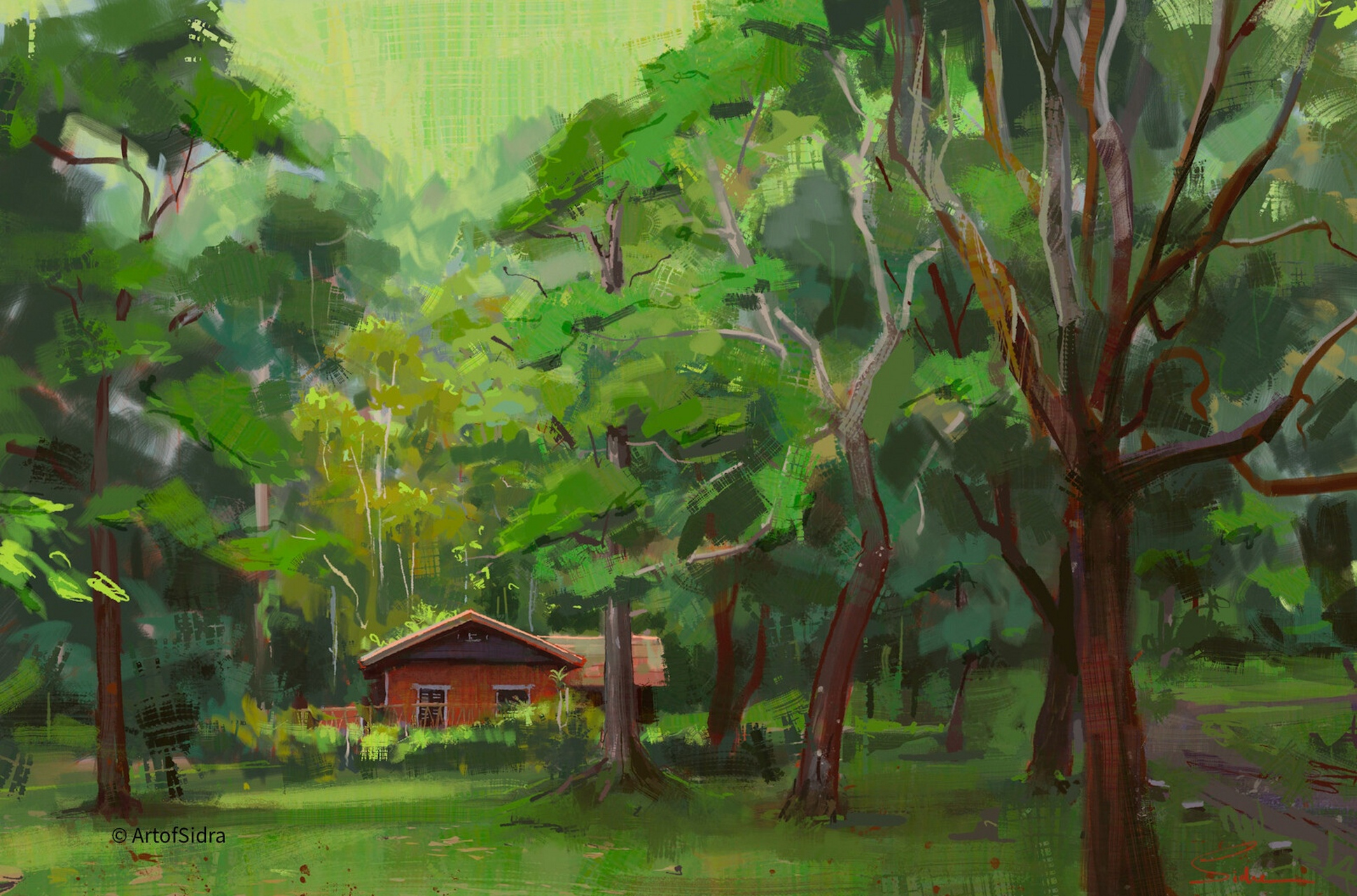 环境概念艺术家sidra fatima绘画作品欣赏,色彩绚丽,场景构图景深出色