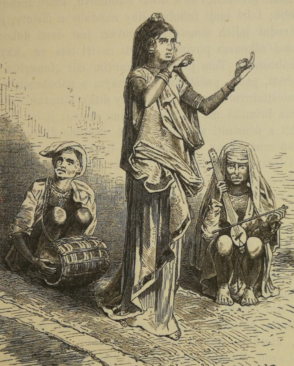1882年西洋木刻版画 《缅甸跳舞女郎》.