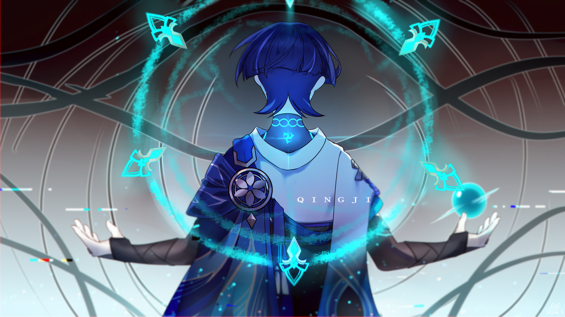 是超级帅气的散兵. 画师:啊青要努力画画(米)#二次元# #原神