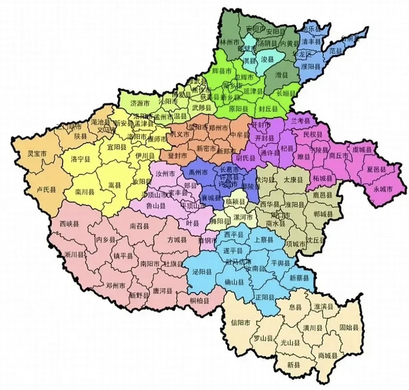 河南省的县域地图.