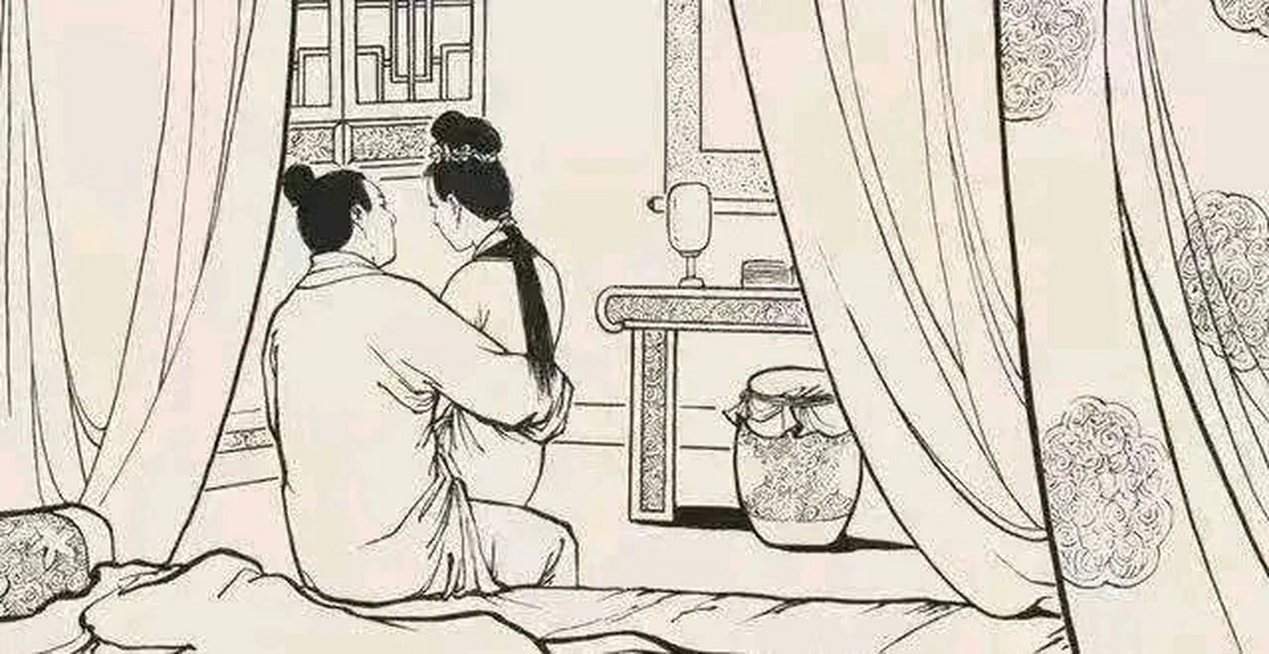 古代,一个美貌的女子,半夜偷偷去一男子家,两人相见时,突然有人在大声