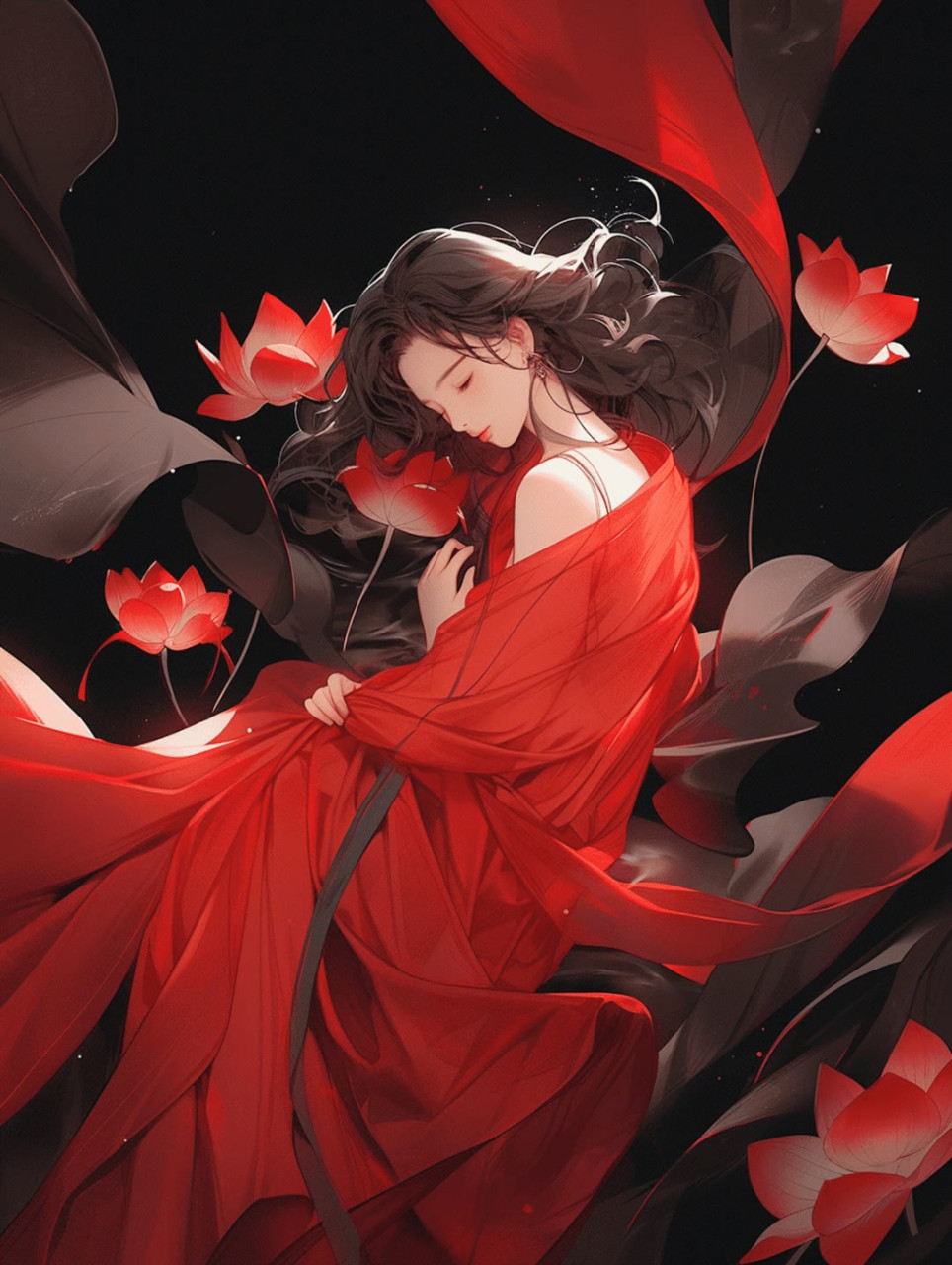 古风美女:一带红裙随风散,世间绝色尽妩媚.#头像# #微信头像