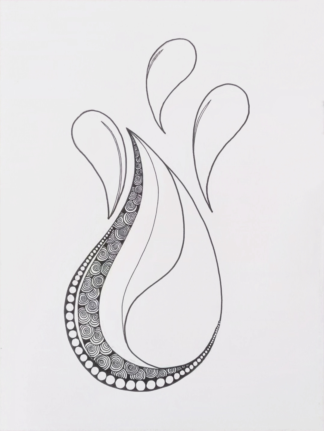 原创黑白线描画《水滴》