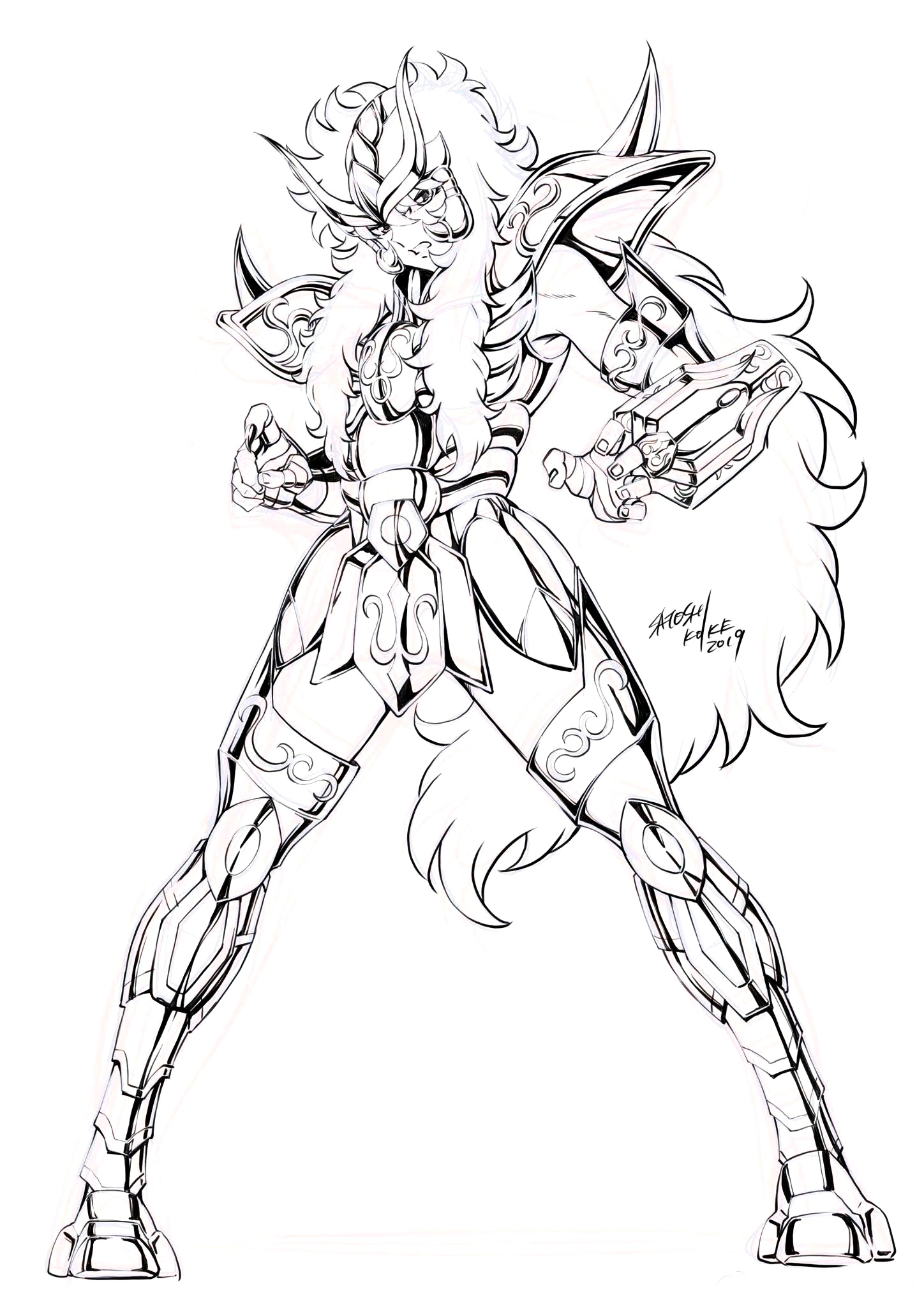小池智史 圣斗士星矢十二黄金圣斗士 线稿插画欣赏