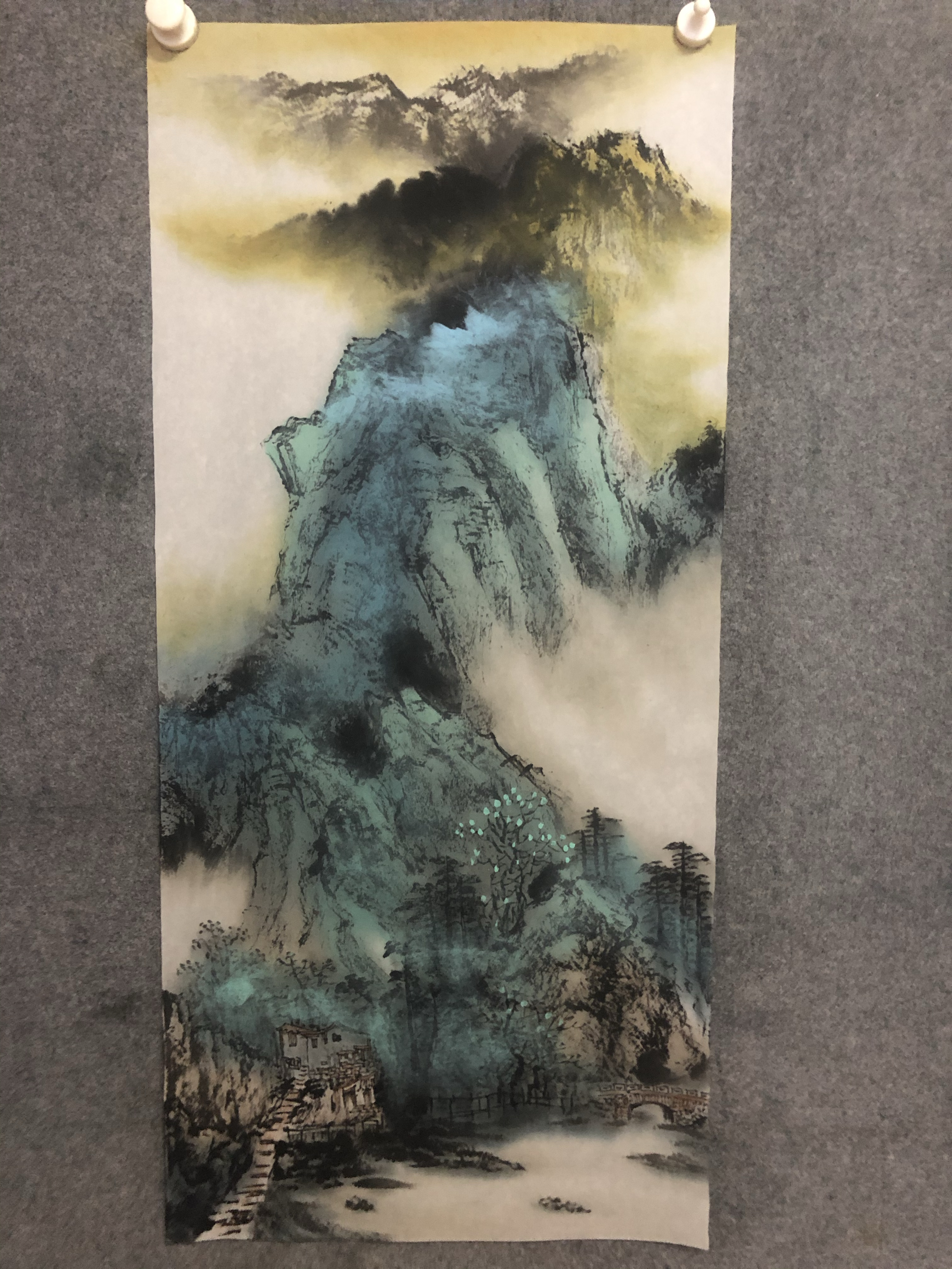 当代国画山水,彩墨山水画泼彩作品