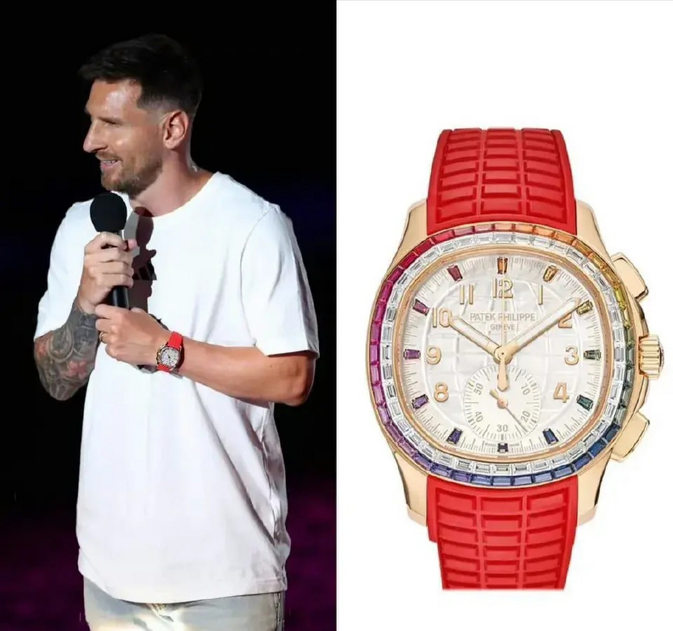 梅西昨天佩戴的是百达翡丽nautilus系列腕表ref.