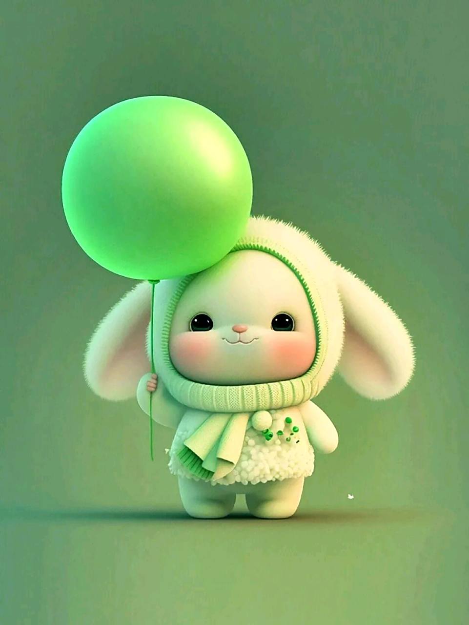 玩绿气球的小兔祝您生活常有绿灯