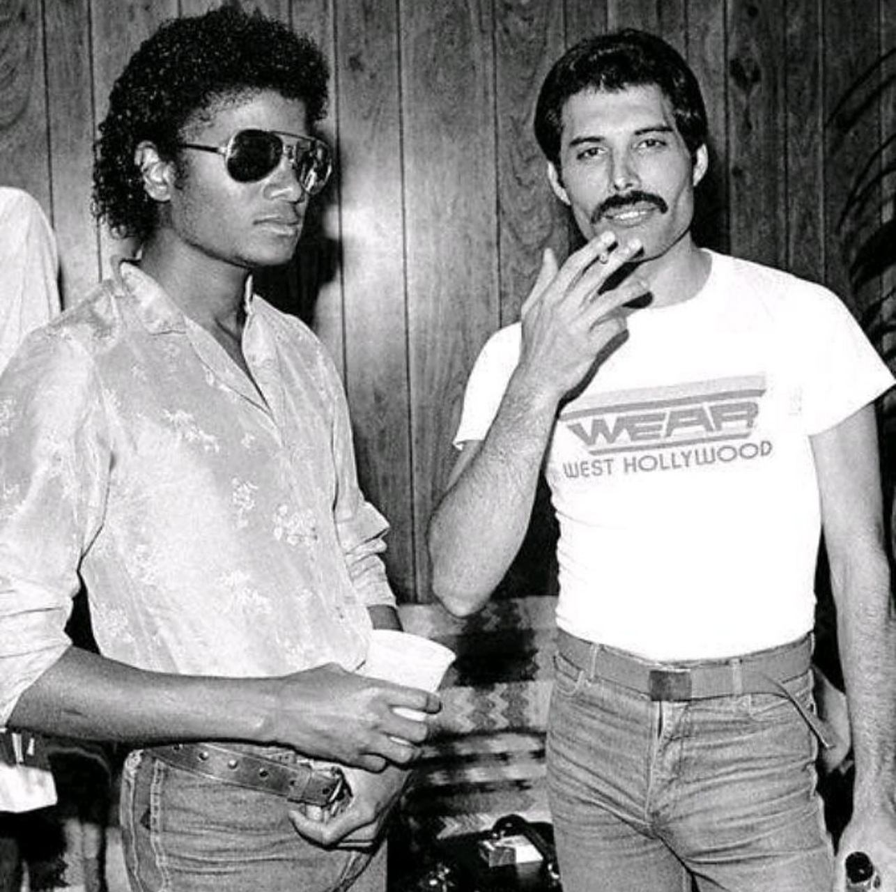 老照片,1980年迈克尔·杰克逊和弗莱迪·默克里