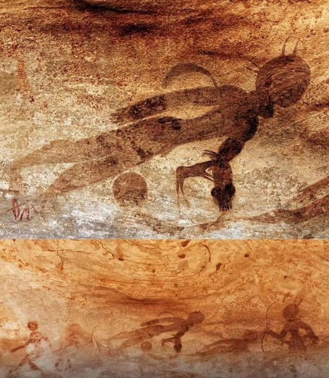 公元前9500年,阿尔及利亚洞穴岩画,悬浮飞人