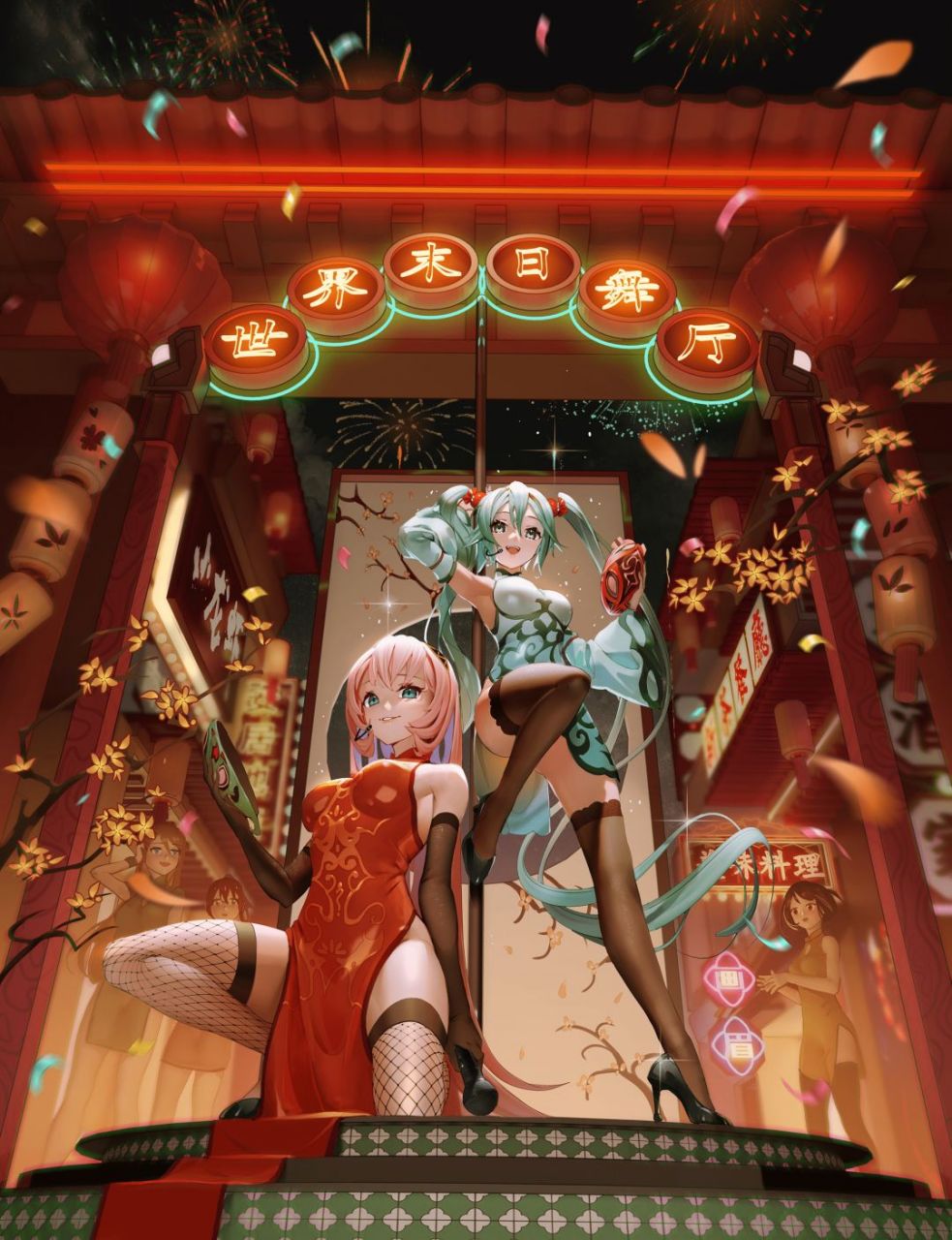 初音未来# #初音Ⅹ巡音# #巡音流歌# #旗袍# 画师:司桃#原神