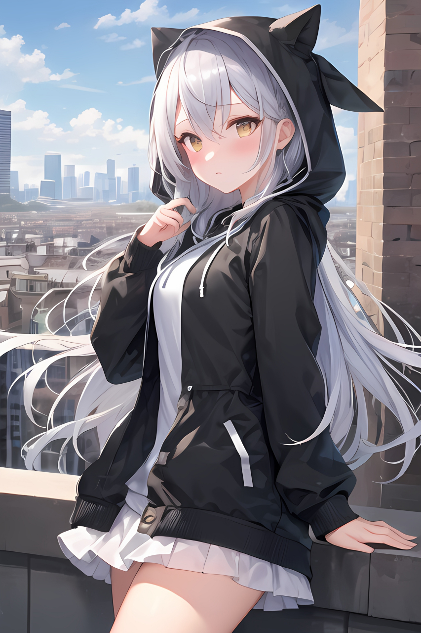 al绘画# #ai# ai绘画第188期 银发金瞳害羞的小妹妹