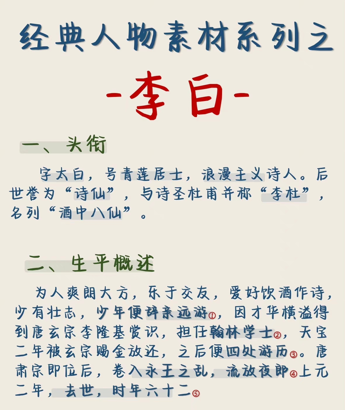 初中高中作文人物素材积累