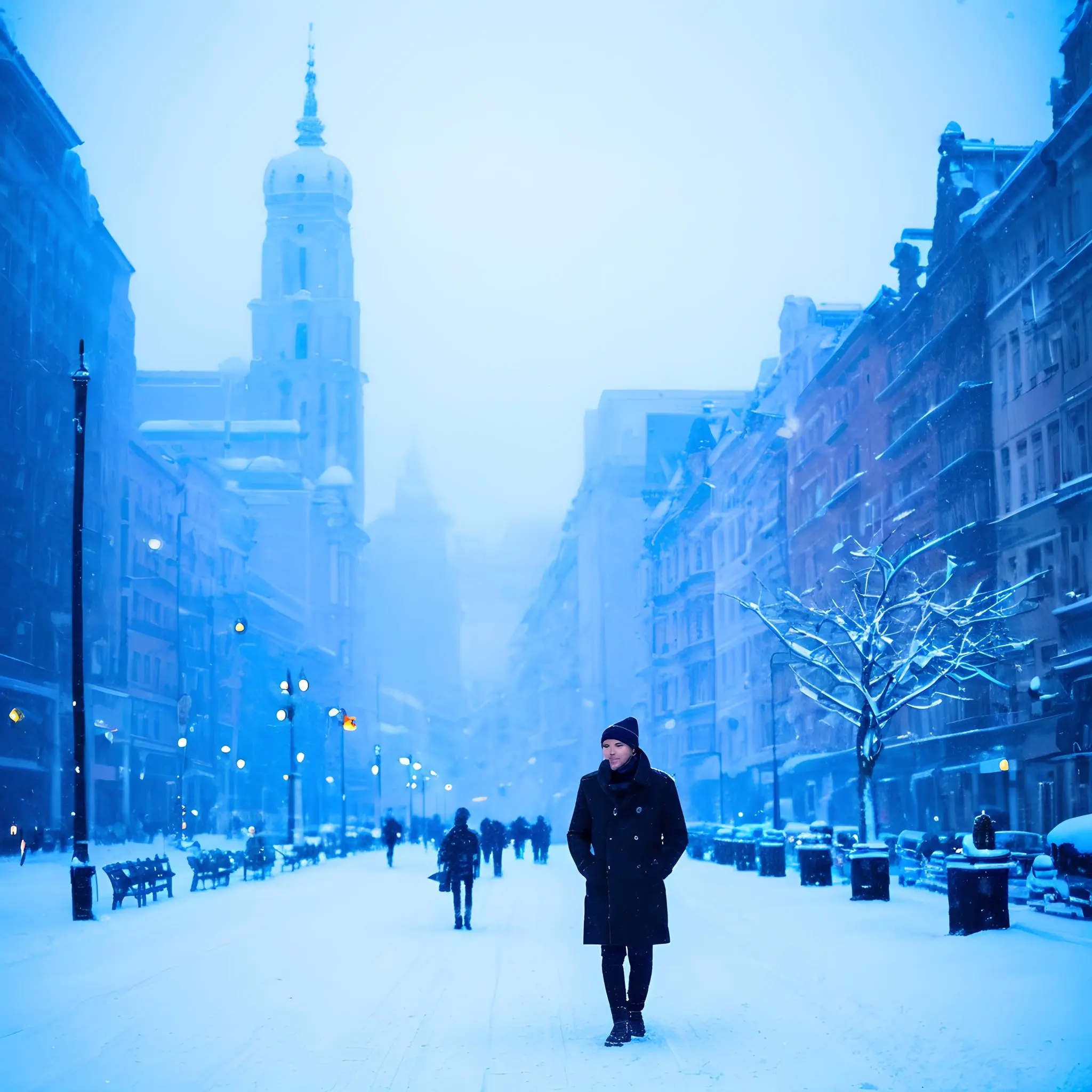 城市雪景图片冬天真实图片