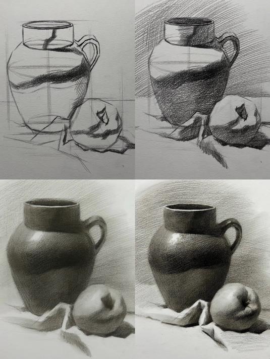 素描简单静物组合 图文