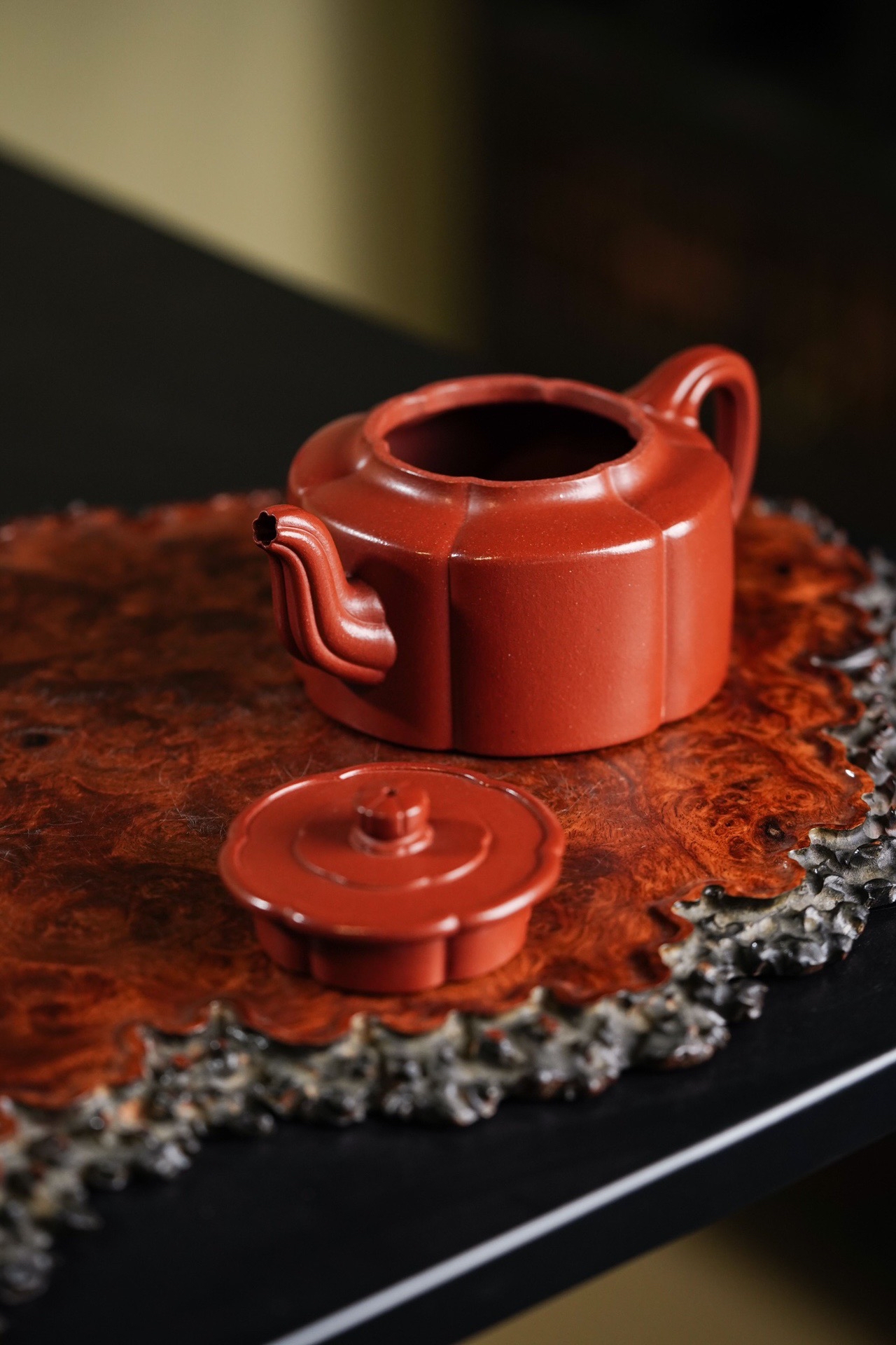 宜兴紫砂壶周玉奇全手工梅花周盘黄龙山朱泥160cc