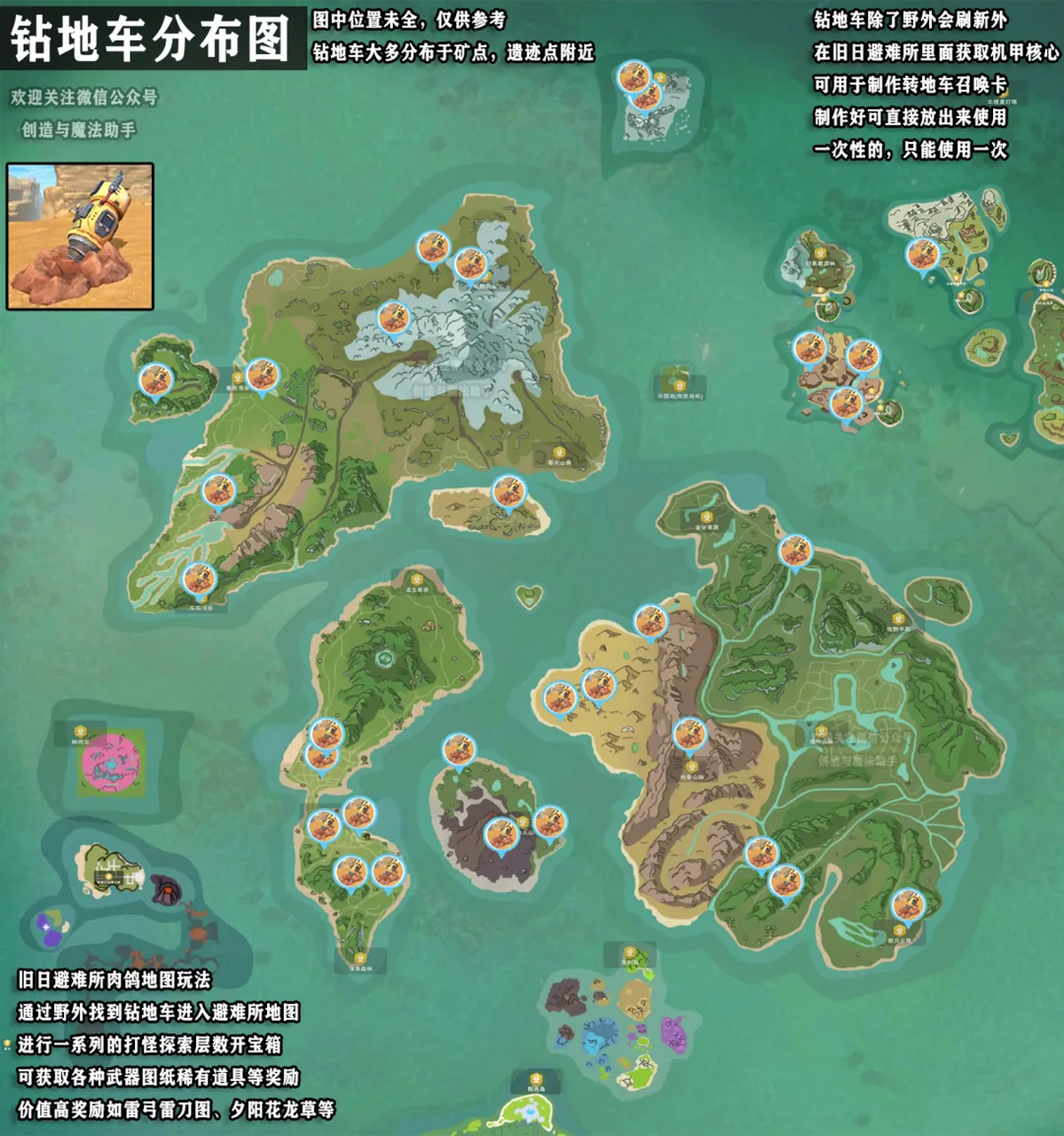 「创造与魔法」钻头分布图?  #创造与魔法# #ai共创计划