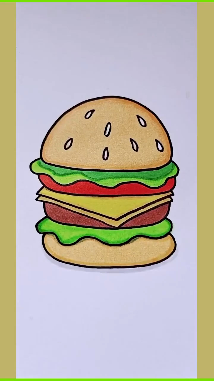 教你画汉堡,简单又可爱#儿童简笔画#-度小视