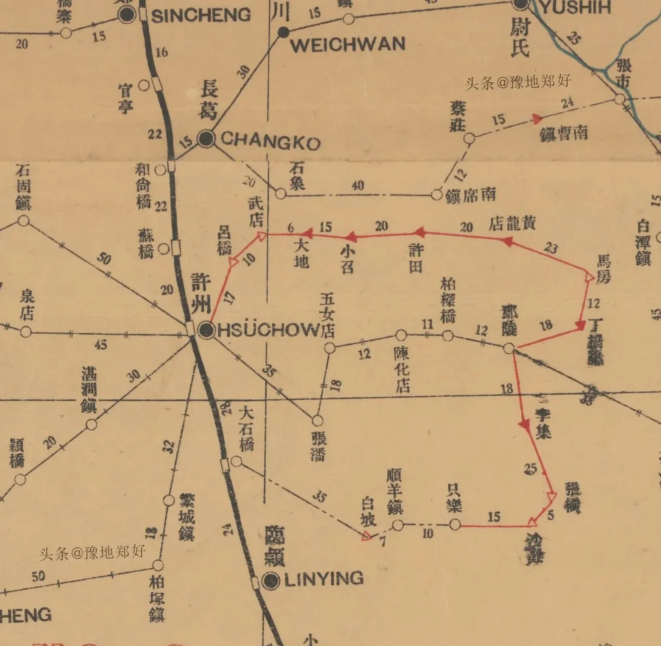 这是1921年,河南许昌,精确到镇[赞同]这老地图准确吗?