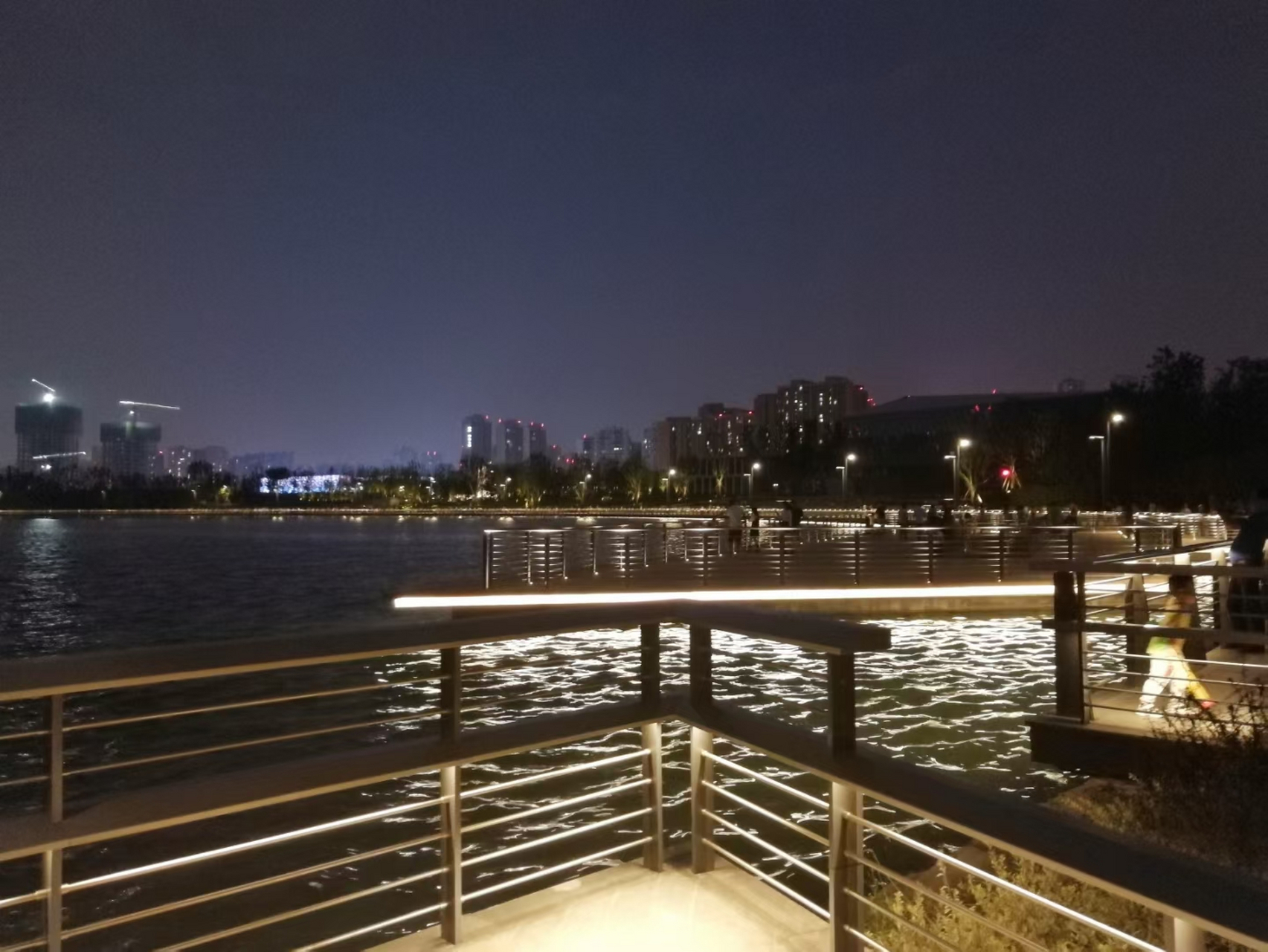 怡心湖夜景图片