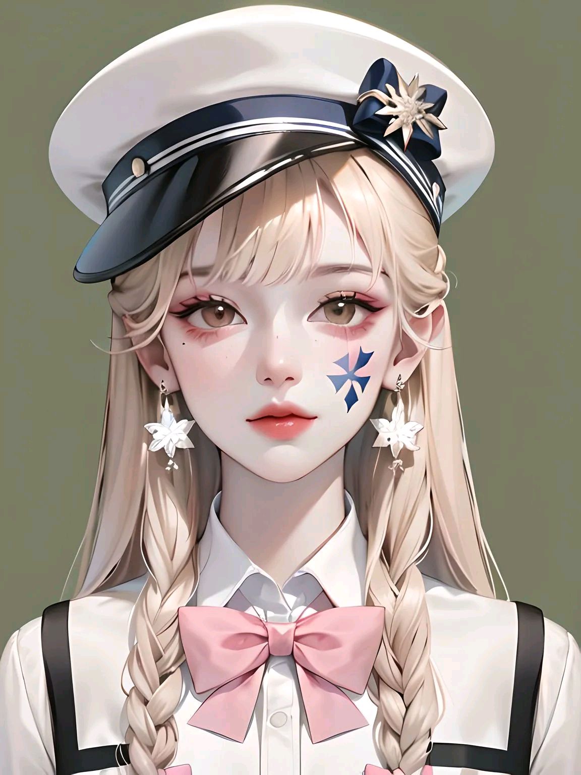 穿水手服戴帽子的女生