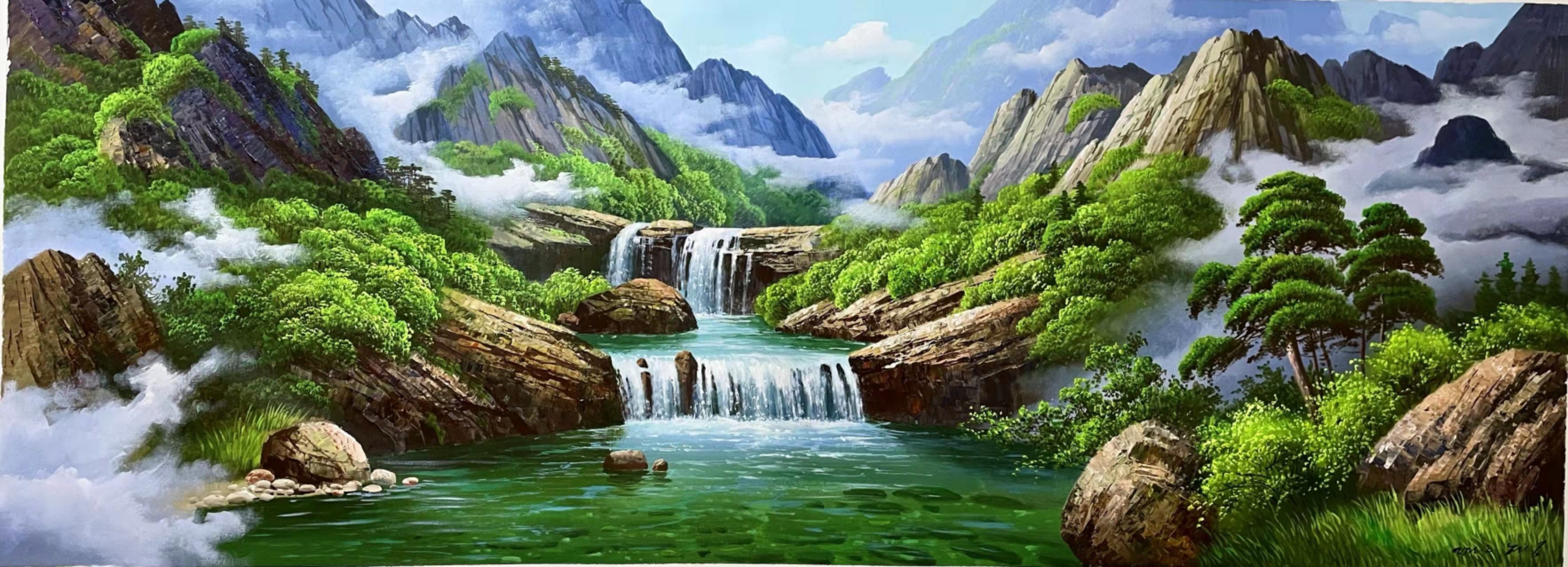 朝鲜油画 王光国 221×81 一级艺术家