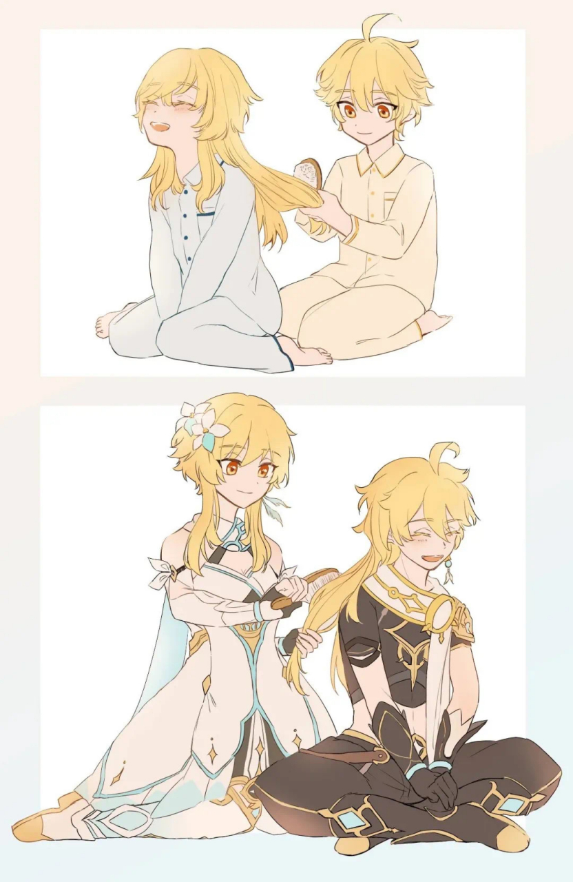 梳头发的空……长大后,也让荧妹为哥哥梳一下头发吧[你懂的]#原神