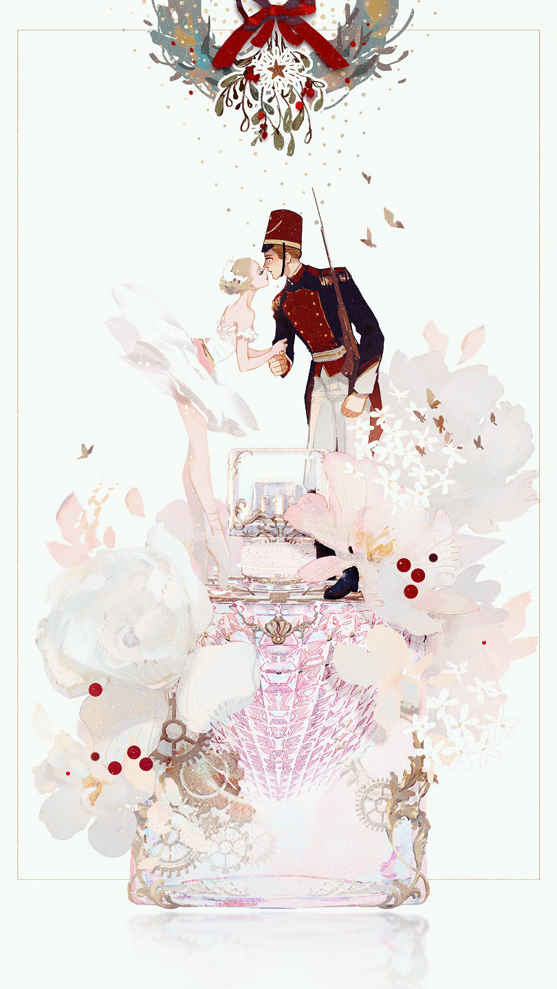 欧式宫廷风插画,配色优雅大气,将人物贵族气质展现得淋淋尽致