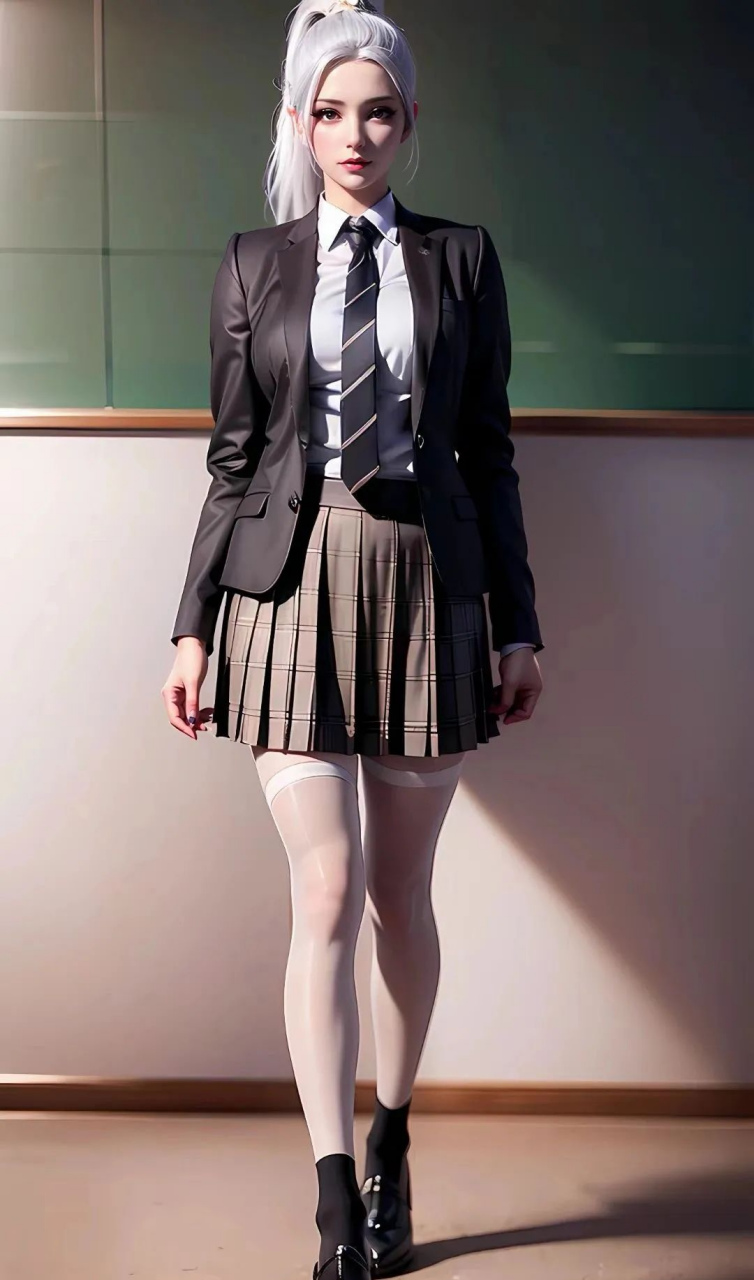 美图欣赏#韩月-白丝配学生装(一)