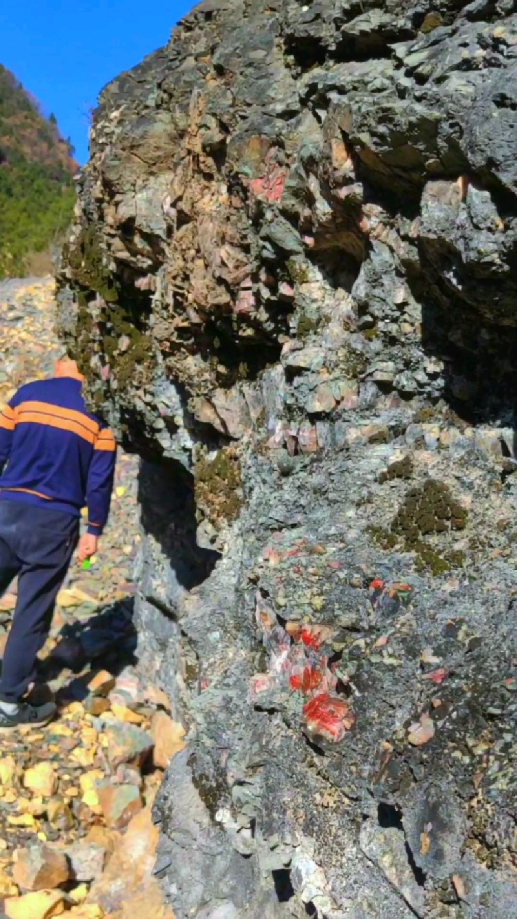 带你们看看我在山里发现的红色玉石矿脉