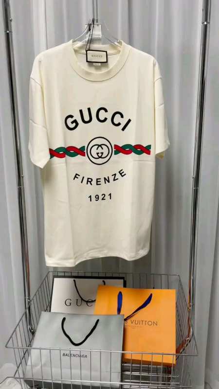 古驰麻绳印花短袖,奶色系列时尚潮流