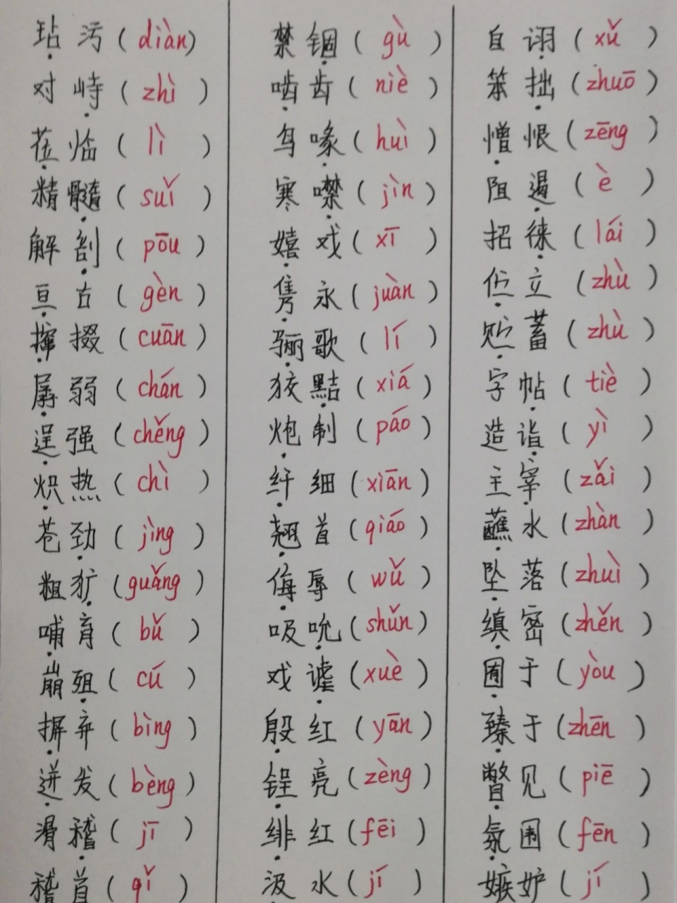 中考语文易错字读音复习,其中荫庇,喏喏连声,剽悍等都是高频读音易错