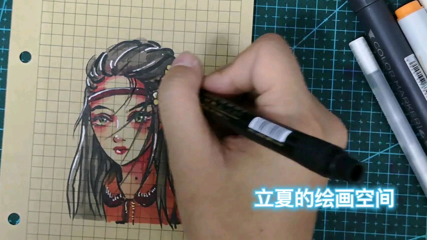 手绘摸鱼/人物插画步骤,风弄乱了她的头发
