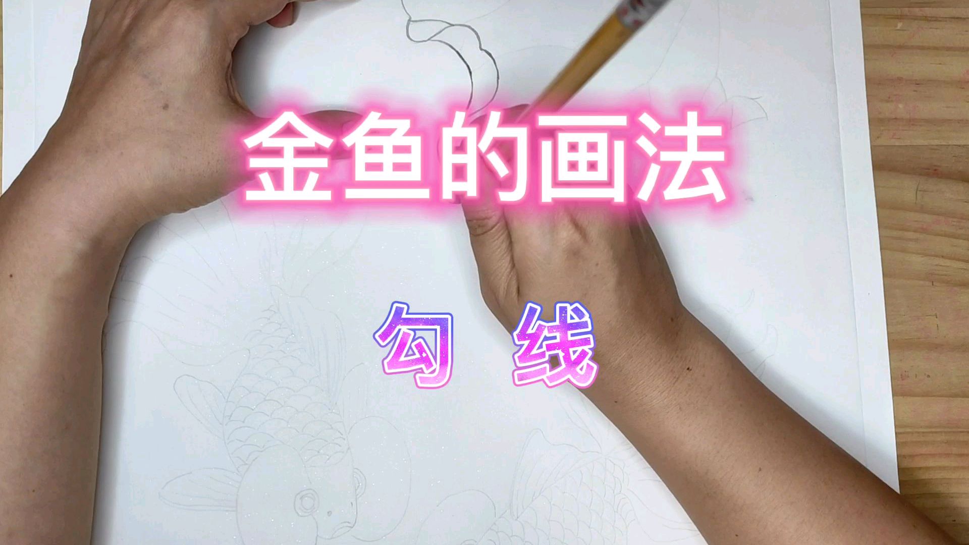 白描基础教程,一起来画一对灵动的小金鱼吧!