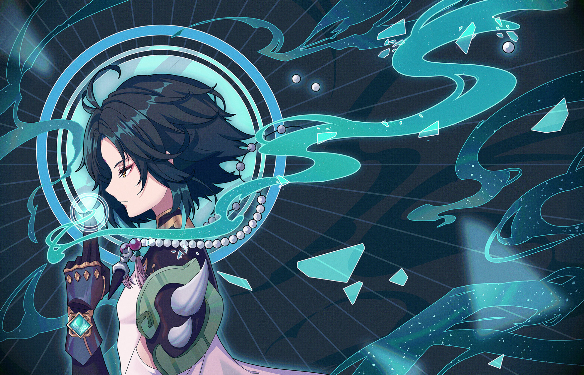 温迪,公子,魈和早柚 画师:苏翼︑#二次元# #原神