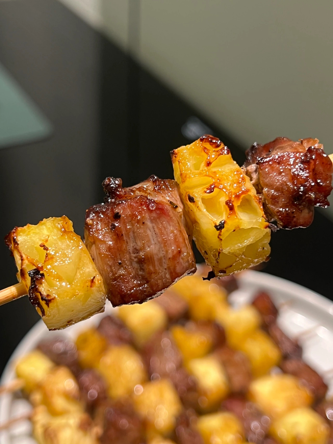 空气炸锅做菠萝牛肉串