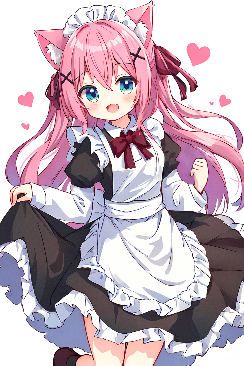 粉色猫耳萝莉女仆 画师:autoins#二次元美图# #我爱二次元# #二次元萌