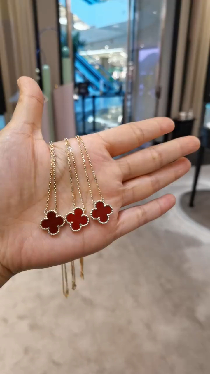 梵克雅宝 红玉髓四叶草项链#项链#高端轻奢饰品#同城-度小视