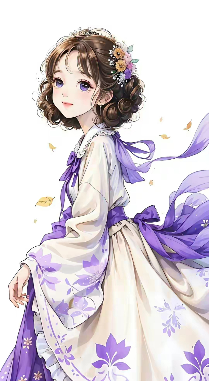 ai紫衣美女壁纸,青春灵动,俏皮可爱  #百度仲夏打卡挑战赛