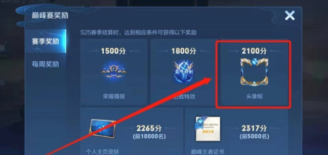 巅峰赛2100掉下来头像框还给吗?
